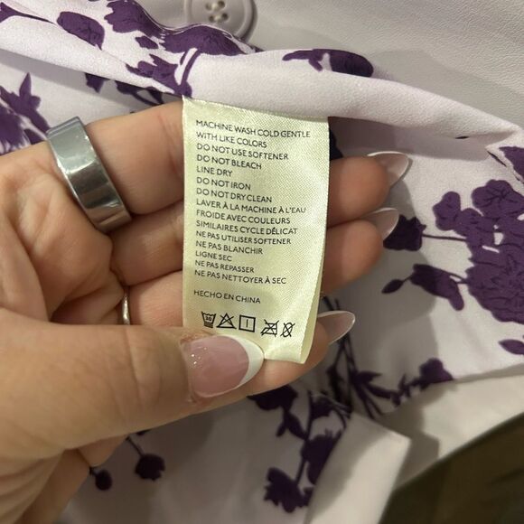 By Anthropologie Faux Leather Blazer lavender size medium double button closure - Picture 7 of 7